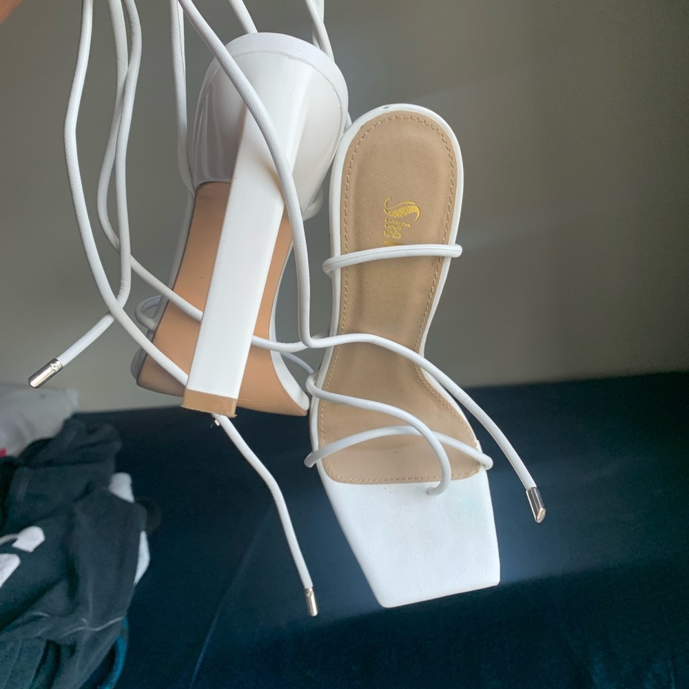 SHEIN Elegant White Strappy Heels Size 7